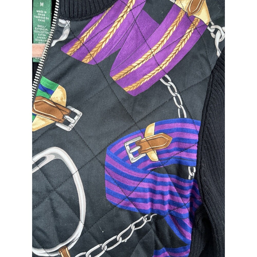 Ralph Lauren Equestrian Quilted Jacket Size Medium Horse Preppy - Picture 2 of 7